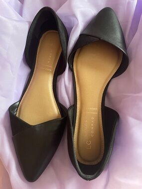 LC Lauren Conrad Black Pointed D'Orsay Flats